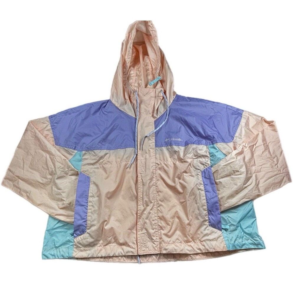 Columbia Flash Challenger Cropped Windbreaker Peach Purple Lightweight Size XL